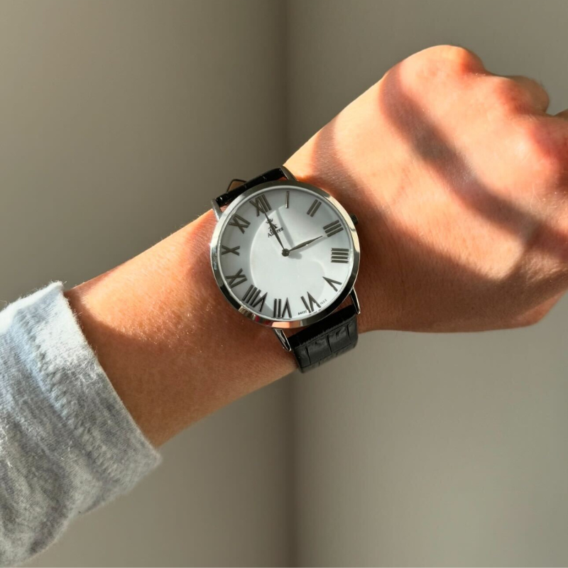 Inexpensive And Stylish Stainless Steel And Leather Watches Band U0080G1_K0012859